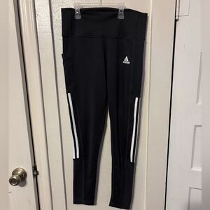 Adidas Black and White Leggings Stretchy Bottoms